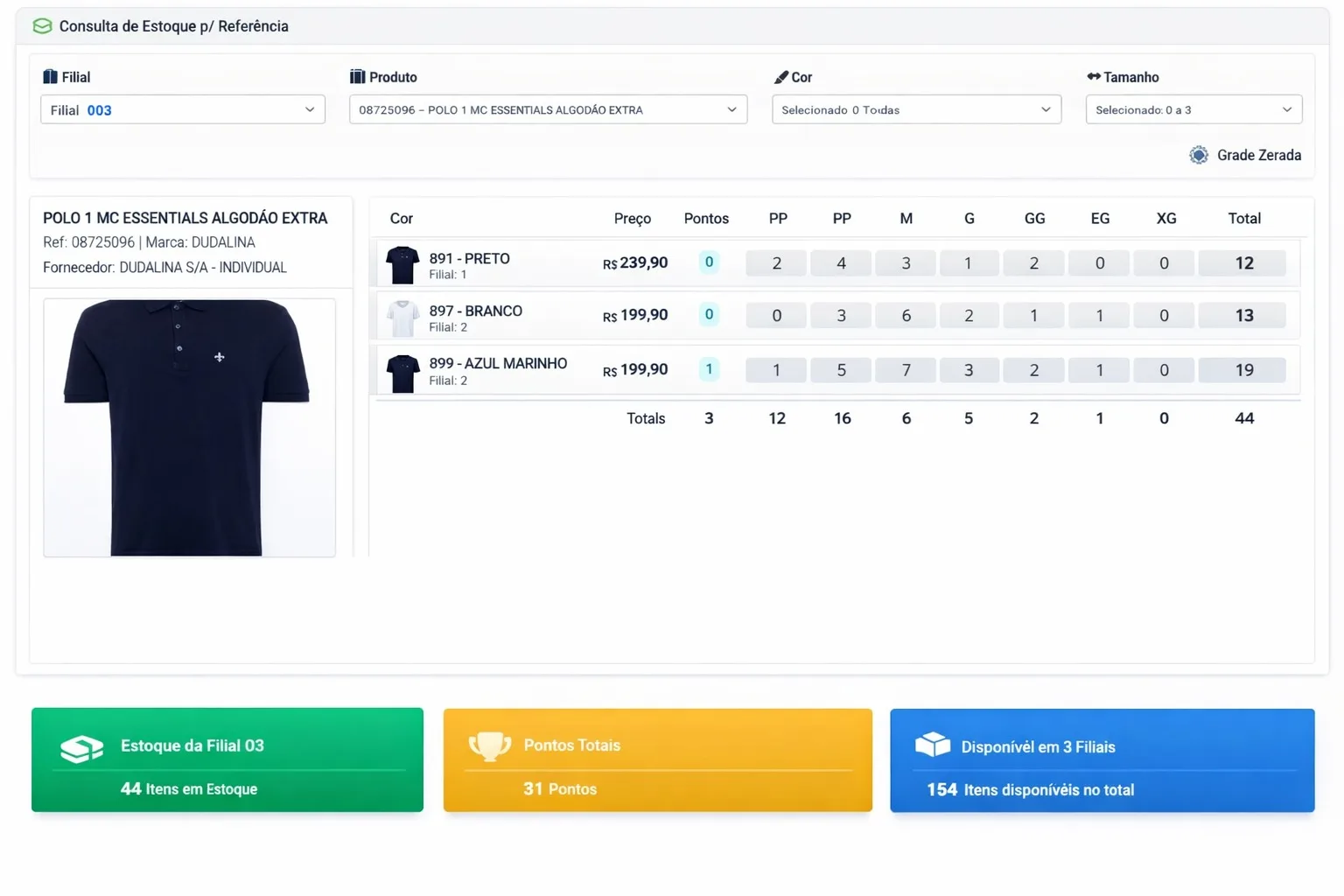 Controle de estoque por grade (tamanho e cor) no SGA
