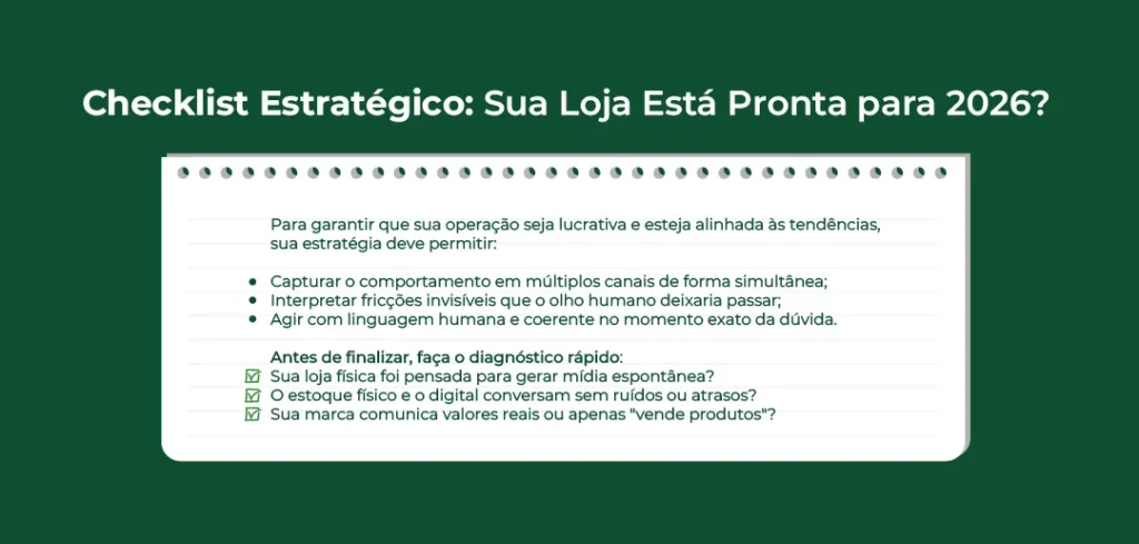 Checklist estratégico para avaliar se a loja de moda está preparada para o cenário de 2026